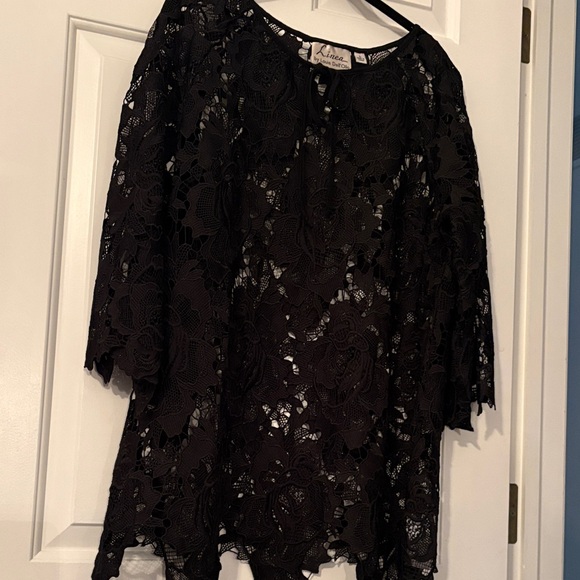 Linea by Louis Dell'Olio Tops - Linea by Louis Dell'Olio Black Lace Top